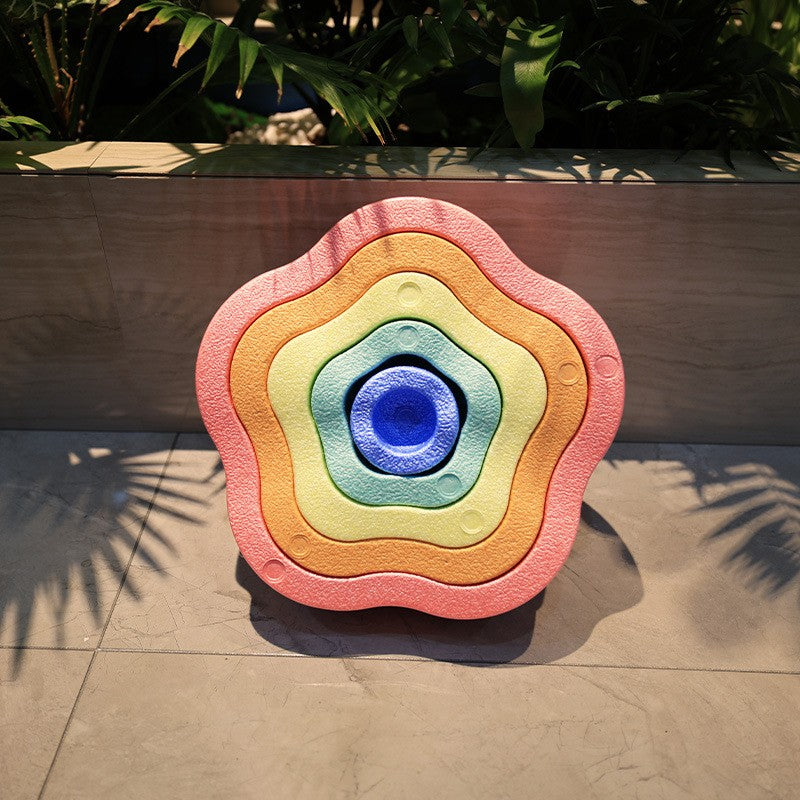 Jucarie Senzoriala de Echilibru, Flippy, Tip Stepping Stones, 5 Piese, din Spuma, pentru Miscare, Sarituri, Prindere, Diametru 28 cm, Model 2, Multicolor - vivimall.ro