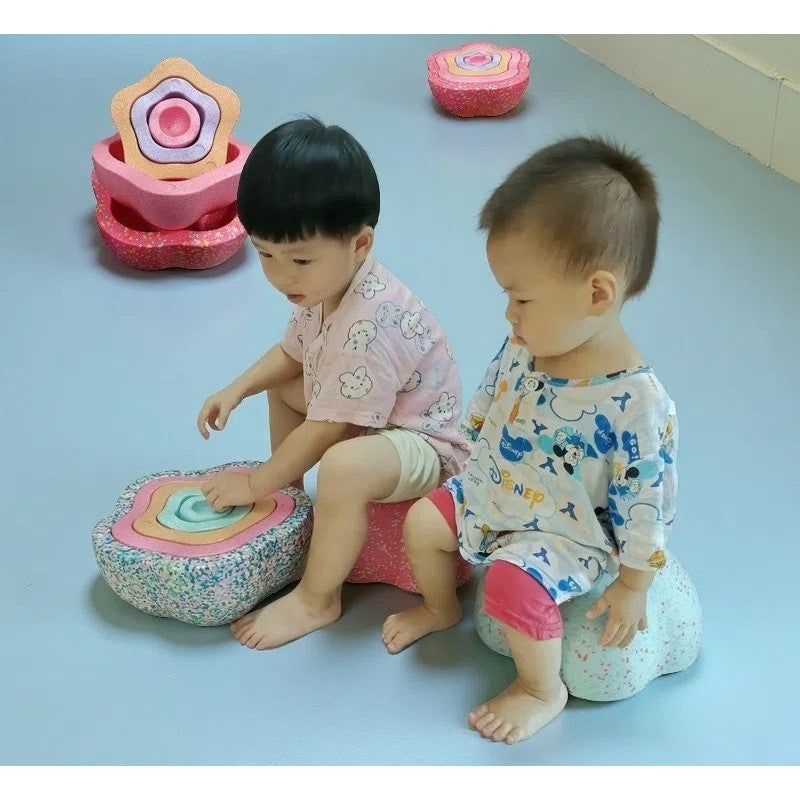 Jucarie Senzoriala de Echilibru, Flippy, Tip Stepping Stones, 5 Piese, din Spuma, pentru Miscare, Sarituri, Prindere, Diametru 28 cm, Model 4, Multicolor - vivimall.ro