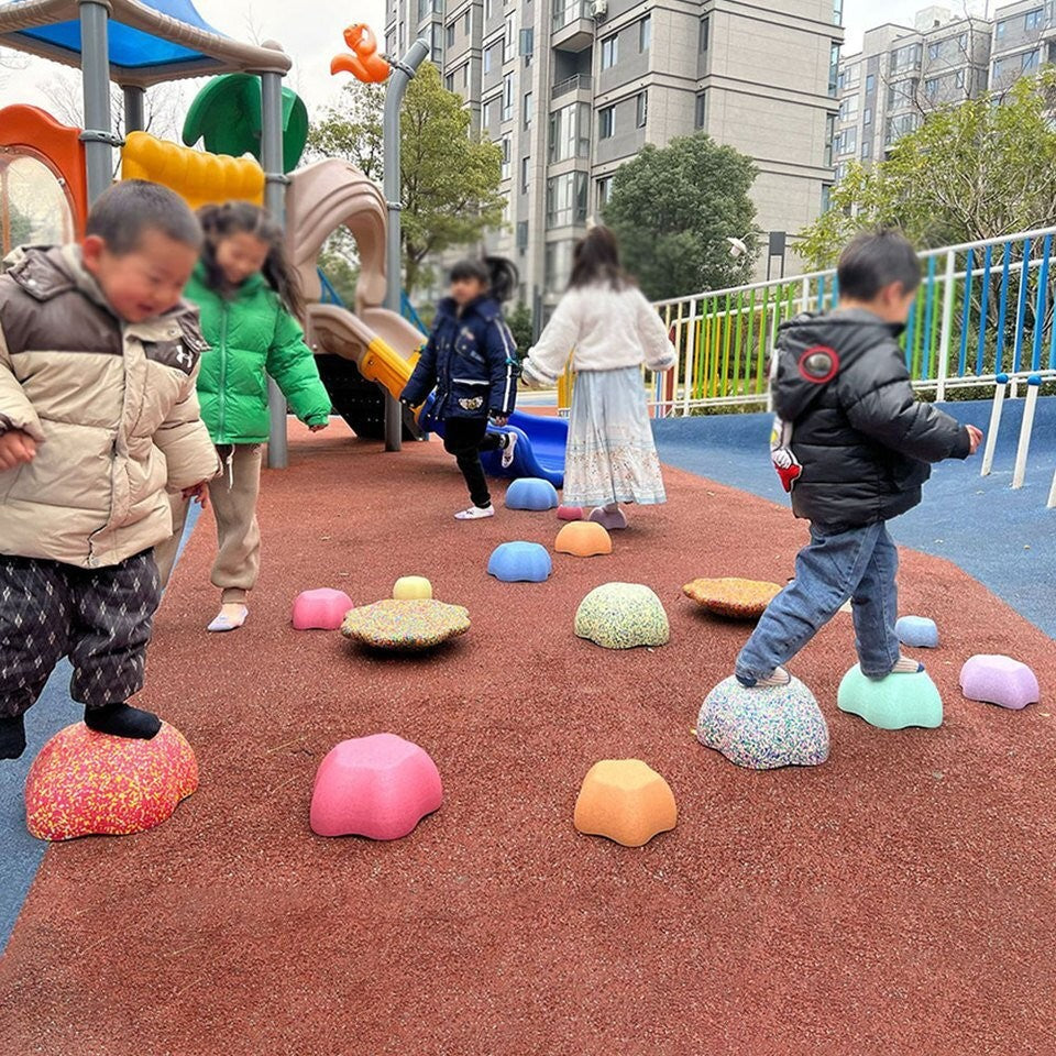 Jucarie Senzoriala de Echilibru, Flippy, Tip Stepping Stones, 5 Piese, din Spuma, pentru Miscare, Sarituri, Prindere, Diametru 28 cm, Model 4, Multicolor - vivimall.ro