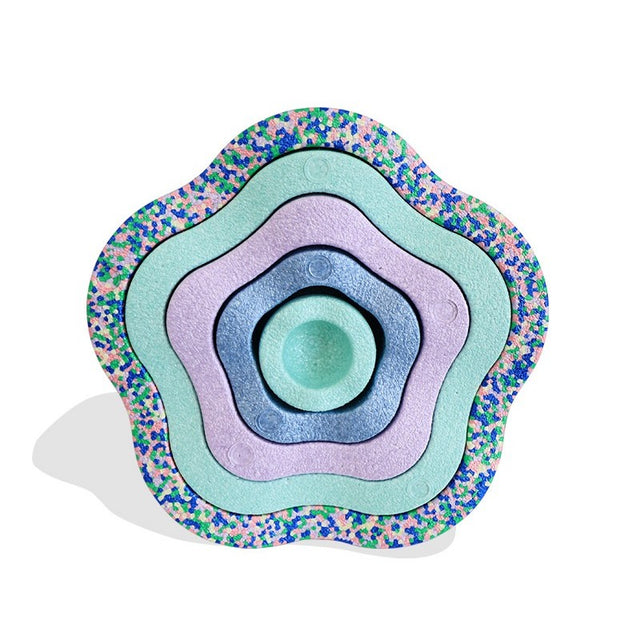 Jucarie Senzoriala de Echilibru, Flippy, Tip Stepping Stones, 5 Piese, din Spuma, pentru Miscare, Sarituri, Prindere, Diametru 28 cm, Model 3, Multicolor - vivimall.ro