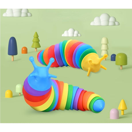 Jucarie senzoriala pentru copii, Vivimall, melc, cu articulatii si lumini, 19 cm, multicolor - vivimall.ro