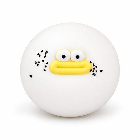 Jucărie senzorială squishy Flippy gogoașă cu ochi mari, 9 cm, spumă PU albă, vedere frontală