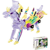 Jucarie Transformabila 2in1, Flippy, Crystal Wing Flying Dragon, Masina/Dragon, Atractie Magnetica, Fluorescent, +3 Ani, din ABS, Multicolor - vivimall.ro
