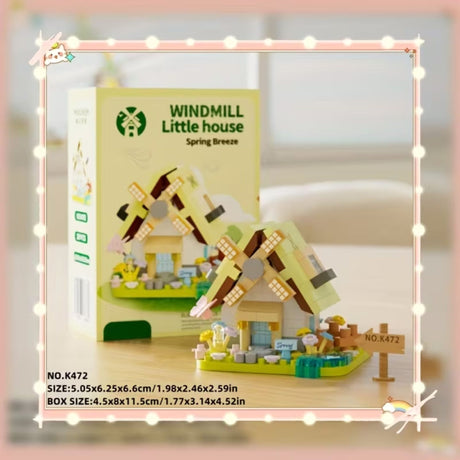 Detaliu micro-cărămizi plastic ABS set Flippy Moară de Vânt, textură și calitate material, culoare galben