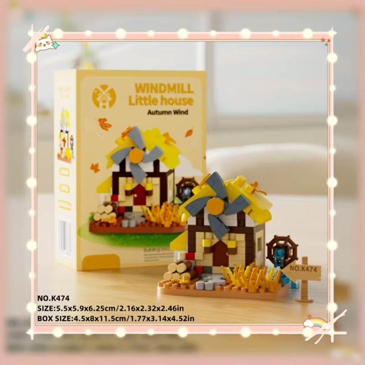 Model 3D asamblat Flippy Moară de Vânt, dimensiuni 11,5 x 8 x 4,5 cm, vedere laterală