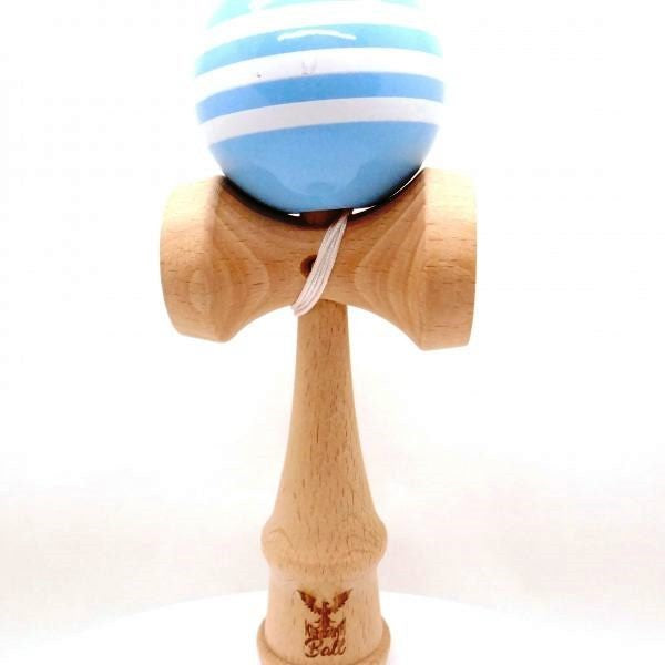 Kendama Ball Originala Stripe Alb Lemn Fag Bleu - vivimall.ro