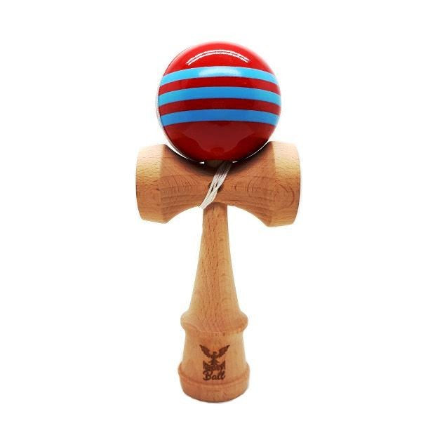 Kendama Ball Originala Stripe Albastru Lemn Fag Rosu - vivimall.ro