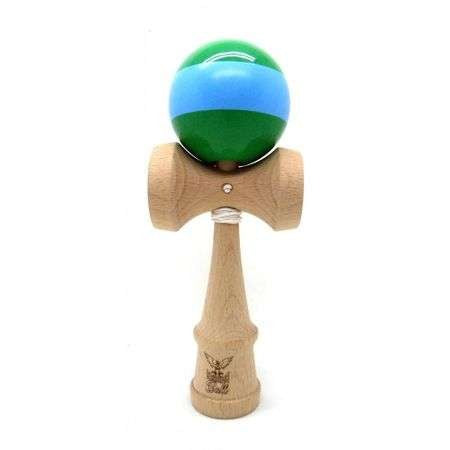 Kendama Ball Originala Stripe Bleu Lemn Fag Portocaliu - vivimall.ro
