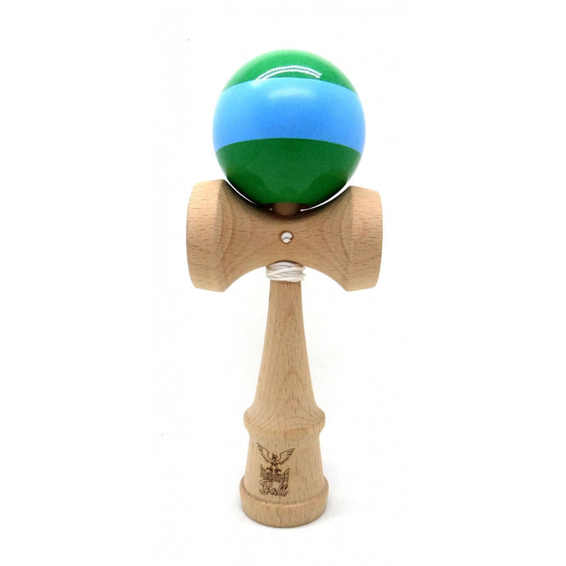 Kendama Ball Originala Stripe Bleu Lemn Fag Verde - vivimall.ro
