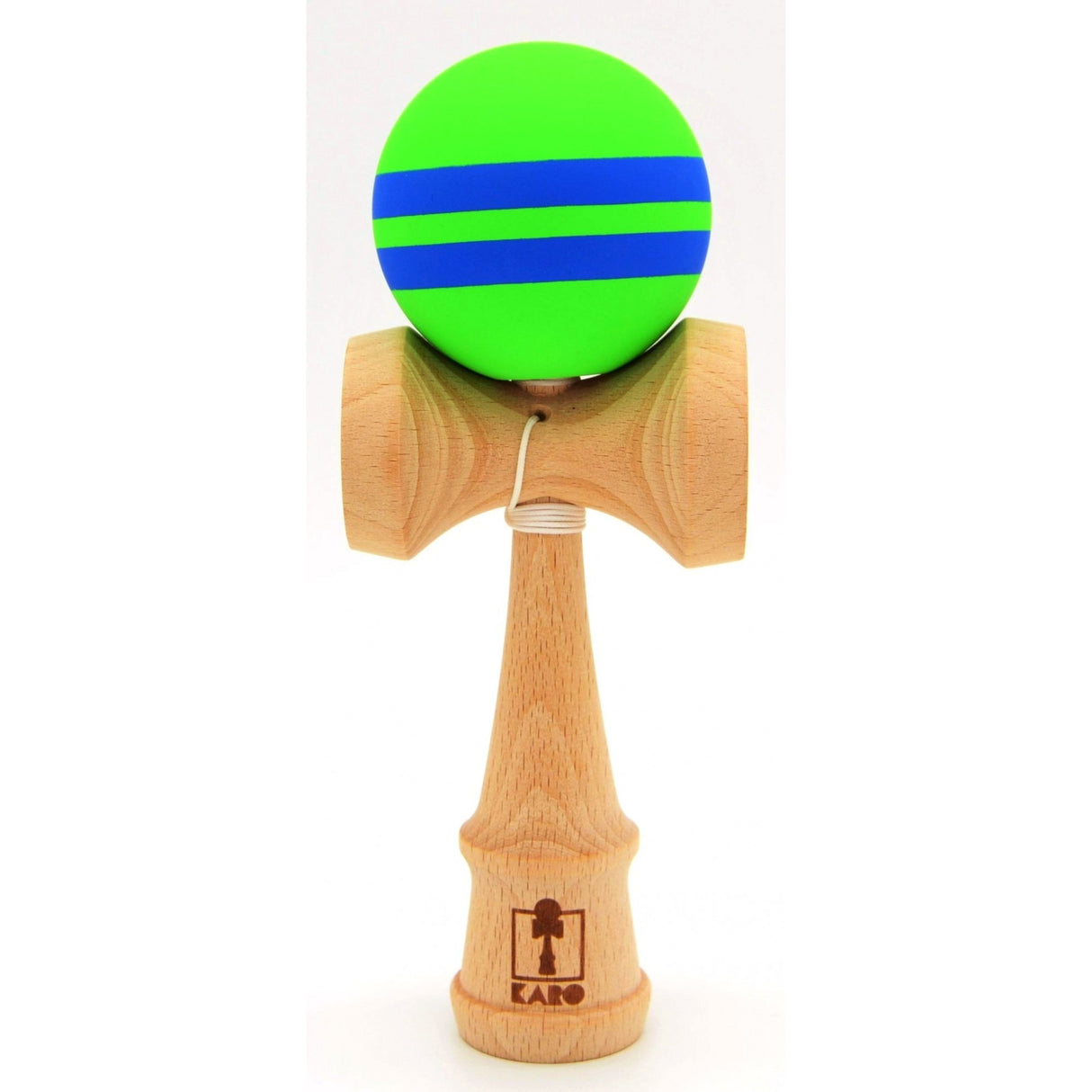 Kendama Karo Grip Rubber Stripe Lemn Fag Verde Albastru - vivimall.ro