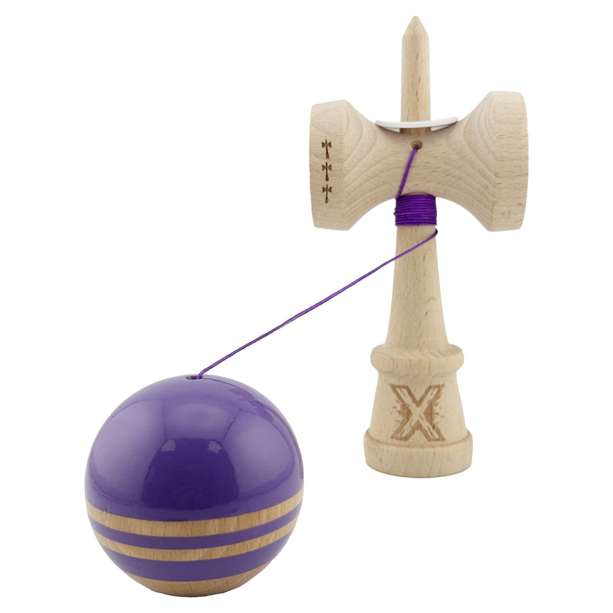 Kendama Originala X - Rainbow, Super Sticky, V3 King Size Cup, Gaura in Baza, Profesionala, Vivimall, din Lemn, 18 cm, Indigo