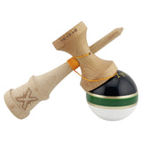 Kendama Originala X - ROYAL , Profesionala, Vivimall, din Lemn, 18 cm, Verde-Gold - vivimall.ro