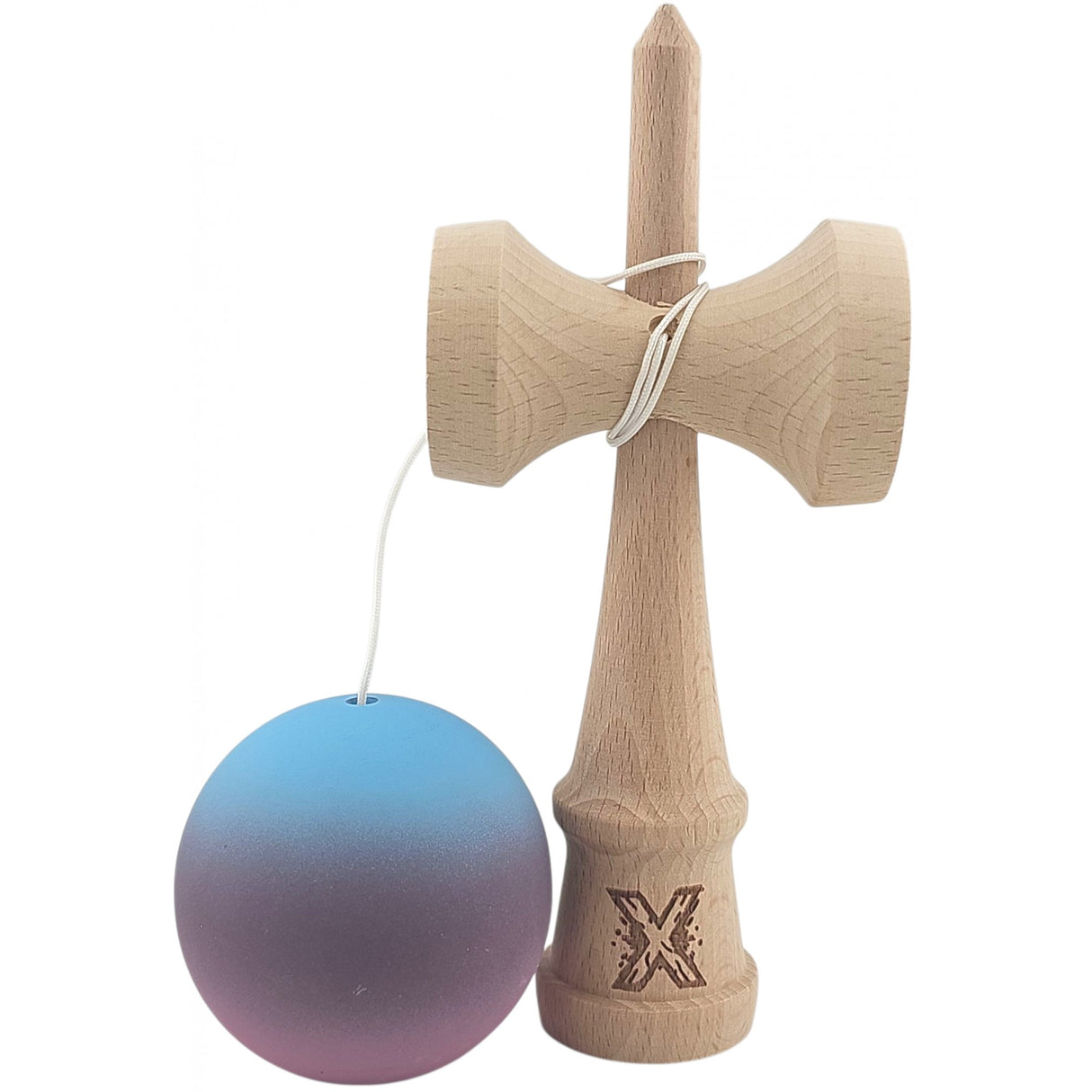 Kendama Profesionala, Flippy, din Lemn, 18 cm, Gradient Albastru deschis Mov Roz - vivimall.ro
