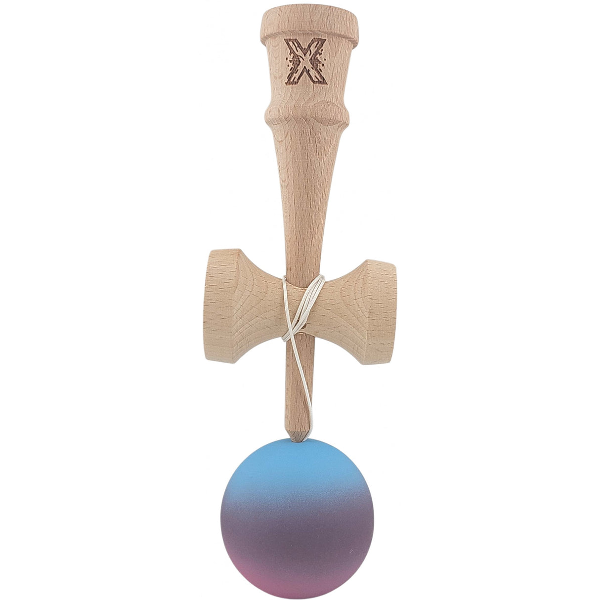 Kendama Profesionala, Flippy, din Lemn, 18 cm, Gradient Albastru deschis Mov Roz - vivimall.ro