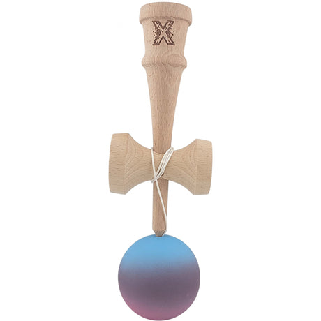 Kendama Profesionala, Flippy, din Lemn, 18 cm, Gradient Albastru deschis Mov Roz - vivimall.ro