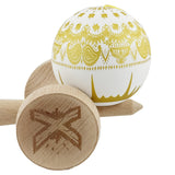 Kendama X Originala, Profesionala, Flippy, Legendary IMPERIAL, Super Sticky, Cupe Mari KING SIZE V3, Gaura in Baza, Rulment Metalic, din lemn 18 cm, Ata 62/65 cm, Alb/Auriu - vivimall.ro