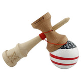 Kendama X CHICANOS Originala, Profesionala, Vivimall, Big Cups V2, Super Sticky cu Cupe Mari, Rulment Metalic, din lemn 18 cm, Ata 55 cm, Negru/Alb - vivimall.ro