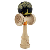 Kendama X Originala, Profesionala, Flippy, Legendary IMPERIAL, Super Sticky, Cupe Mari KING SIZE V3, Gaura in Baza, Rulment Metalic, din lemn 18 cm, Ata 62/65 cm, Negru/Auriu - vivimall.ro