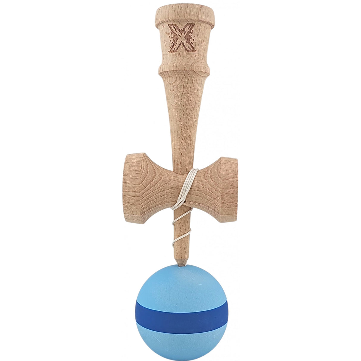 Kendama X Original, Professional, 18 см дървена, шарка на райета, синьо/синьо