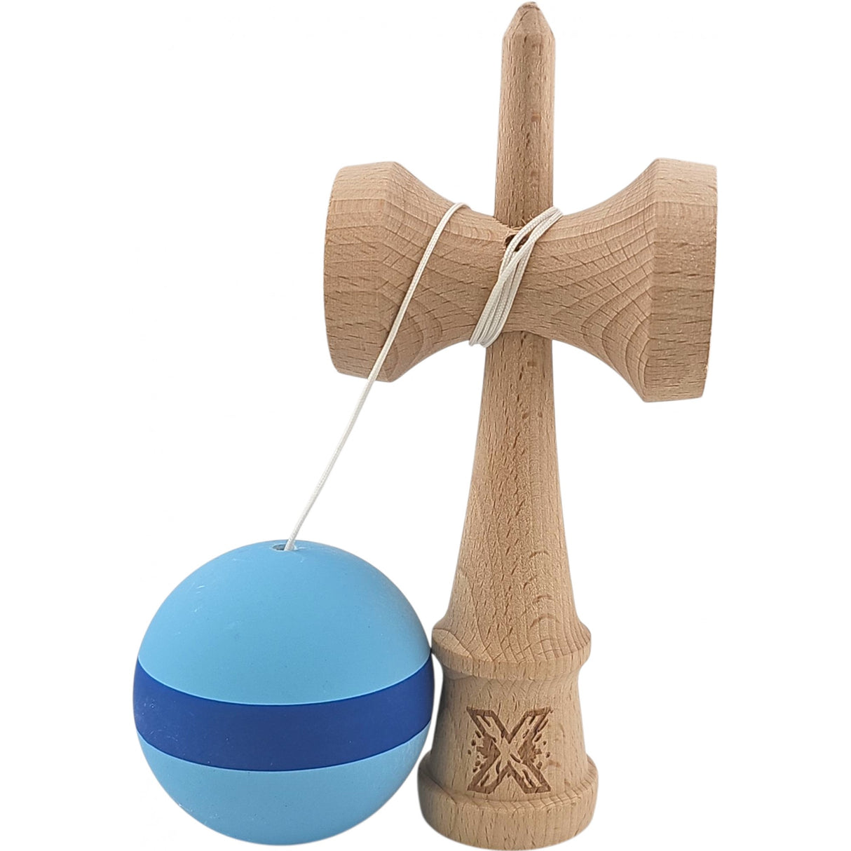 Kendama X Original, Professional, 18 см дървена, шарка на райета, синьо/синьо