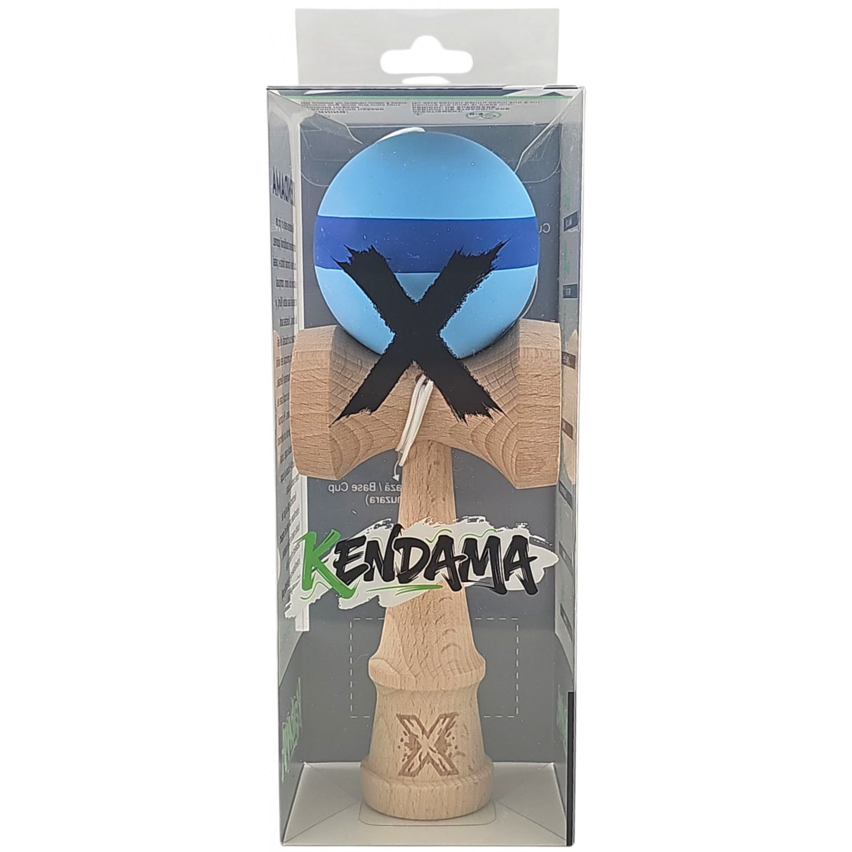 Kendama X Original, Professional, 18 см дървена, шарка на райета, синьо/синьо