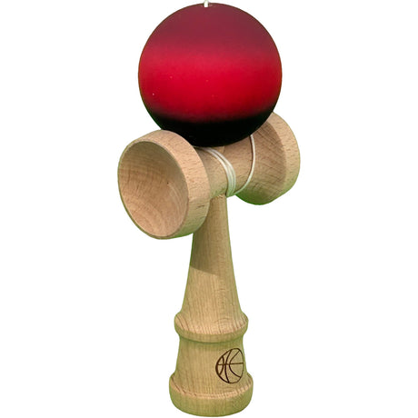 Jucarie Interactiva Kendama X Profesionala, Flippy, din Lemn cu Bila Cauciucata, 18 cm, Joc de Indemanare pentru Copii si Adulti, Gradient Mov/Rosu/Negru - vivimall.ro