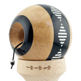 Kendama X Originala FREQUENCY, Profesionala, Vivimall, Cupe Mari KING SIZE V3, Super Sticky, Gaura in Baza, Rulment Metalic, din lemn 18 cm, Ata 55 cm, Negru/Maro