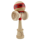 Kendama X Originala FREQUENCY, Profesionala, Vivimall, Cupe Mari KING SIZE V3, Super Sticky, Gaura in Baza, Rulment Metalic, din lemn 18 cm, Ata 55 cm, Rosu/Maro