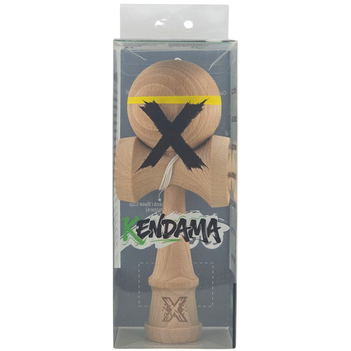 Kendama X Originală, Profesională, Flippy, din Lemn, 18 cm, cu Dunga, Galben, Lemn - vivimall.ro