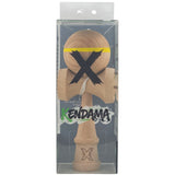 Kendama X Originală, Profesională, Flippy, din Lemn, 18 cm, cu Dunga, Galben, Lemn - vivimall.ro