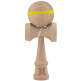 Kendama X Originală, Profesională, Flippy, din Lemn, 18 cm, cu Dunga, Galben, Lemn - vivimall.ro