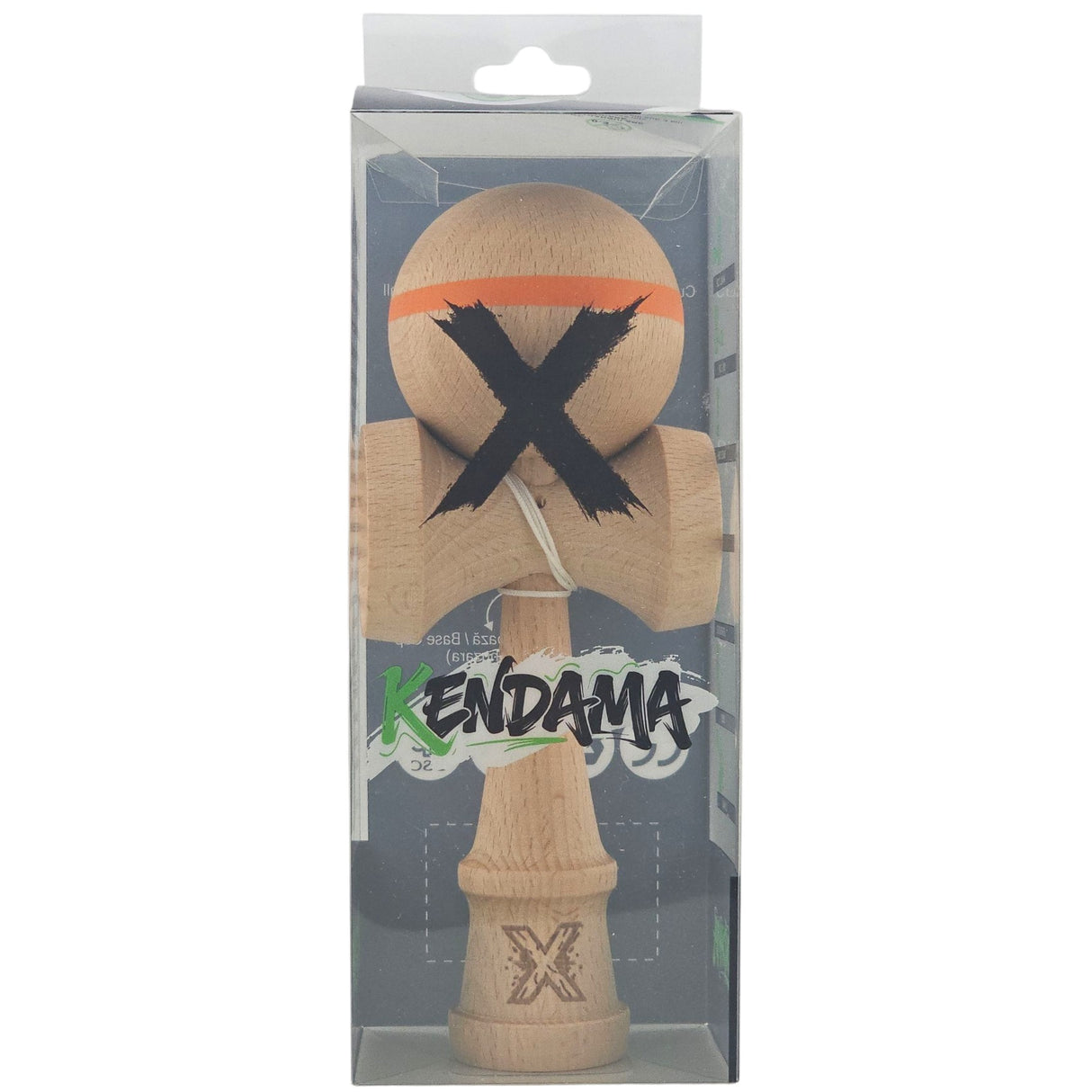 Kendama X Originală, Profesională, Flippy, din Lemn, 18 cm Model cu Dunga, Portocaliu - vivimall.ro