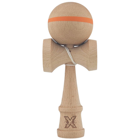 Kendama X Originală, Profesională, Flippy, din Lemn, 18 cm Model cu Dunga, Portocaliu - vivimall.ro