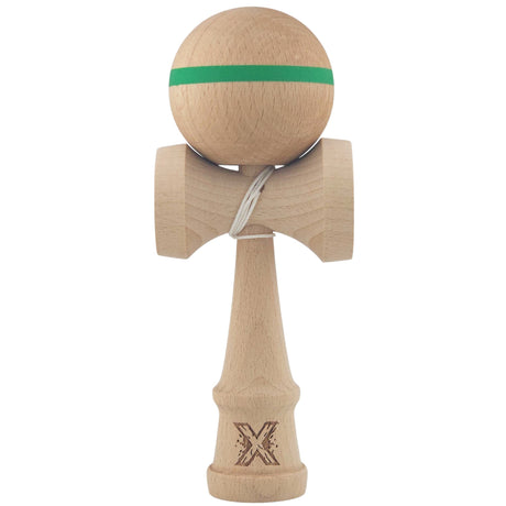 Kendama X Originală, Profesională, Flippy, din Lemn,18 cm, Model cu Dunga Verde - vivimall.ro