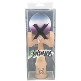 Kendama X Originala, Profesionala, Flippy, Rubber Grip, din Lemn, 18 cm, Gri/Alb/Mov - vivimall.ro