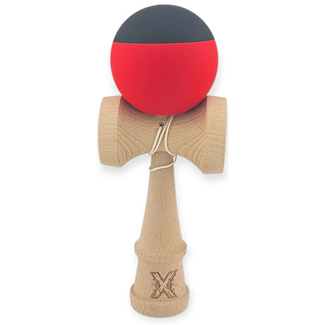Kendama X Originala, Profesionala, Vivimall, 18 cm, din Lemn, Rubber Grip, Rosu/Negru - vivimall.ro