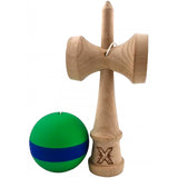 Kendama X Original, професионална, 18 см дървена, гумена дръжка, зелена/синя