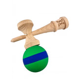 Kendama X Original, професионална, 18 см дървена, гумена дръжка, зелена/синя