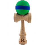 Kendama X Original, професионална, 18 см дървена, гумена дръжка, зелена/синя