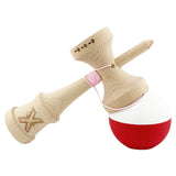 Kendama X Originala, Profesionala, Flippy, Big Cups V2, Rubber Grip cu Cupe Mari, Rulment Metalic cu Ata 55 cm, Alb/Rosu - vivimall.ro