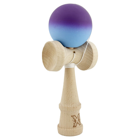 Kendama X Originala, Profesionala, Vivimall, Big Cups V2, Rubber Grip cu Cupe Mari, Rulment Metalic cu Ata 55 cm, Gradient  Mov/ Albastru - vivimall.ro