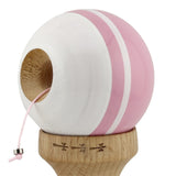 Kendama X Originala, Profesionala, Flippy, Big Cups V2, Super Sticky cu Cupe Mari, din lemn 18 cm, Rulment Metalic cu Ata 55 cm, Roz/Alb - vivimall.ro