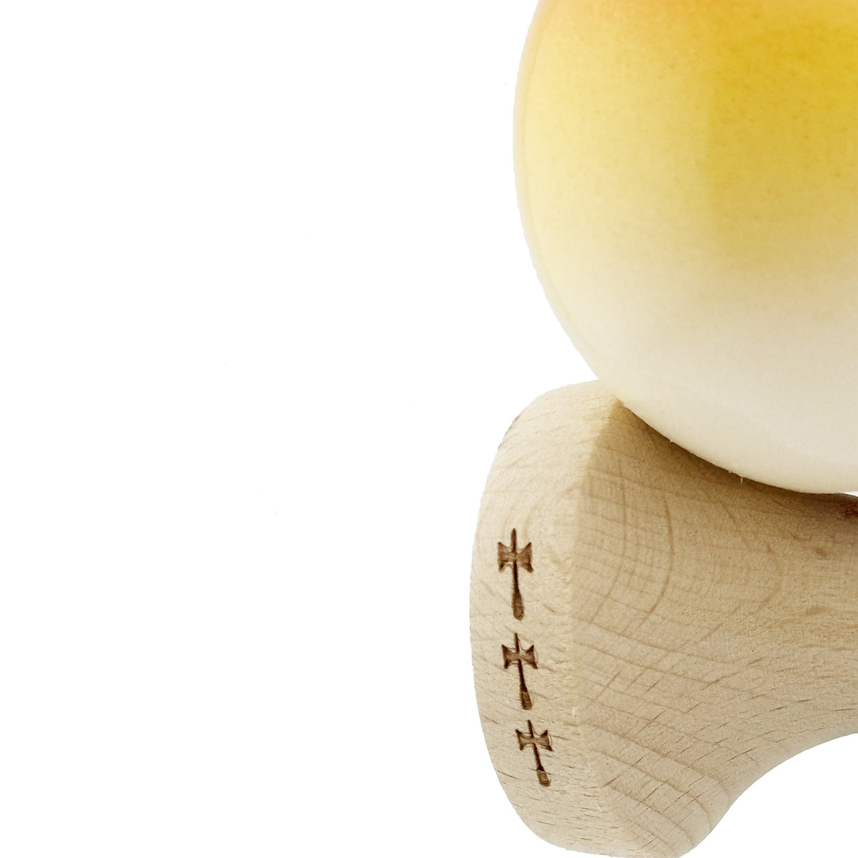 Kendama X Originala, Profesionala, Vivimall, Big Cups V2, Super Sticky, Rulment Metalic cu Ata 55 cm, Protocaliu/Galben/Alb - vivimall.ro