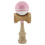 Kendama X Originala, Profesionala, Flippy, Big Cups V2, Super Sticky cu Cupe Mari, din lemn 18 cm, Rulment Metalic cu Ata 55 cm, Roz/Alb - vivimall.ro