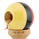 Kendama X Originala, Profesionala, Vivimall, Big Cups V2, Super Sticky, Rulment Metalic cu Ata 55 cm, rosu/negru/galben - vivimall.ro