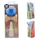 Kendama X Originala, Profesionala, Flippy, Big Cups V2, Super Sticky cu Cupe Mari, Rulment Metalic, din lemn 18 cm, Ata 55 cm, Mov/Albastru