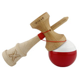 Kendama X Originala, Profesionala, Vivimall, Big Cups V2, Super Sticky cu Cupe Mari, Rulment Metalic, din lemn 18 cm, Ata 55 cm, Alb/Rosu - vivimall.ro