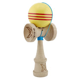 Kendama X Originala, Profesionala, Flippy, Big Cups V2, Super Sticky Legendary Cupe Mari, Rulment Metalic cu Ata 55 cm,-Galben/Linii Rosii - vivimall.ro