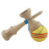 Kendama X Originala, Profesionala, Flippy, Big Cups V2, Super Sticky Legendary Cupe Mari, Rulment Metalic cu Ata 55 cm,-Galben/Linii Rosii - vivimall.ro
