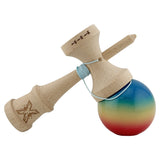 Kendama X Originala, Profesionala, Flippy, Big Cups V2, Super Sticky Cupe Mari, Rulment Metalic cu Ata 55 cm, Rosu/Galben/Albastru - vivimall.ro